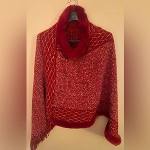 Knit and Faux Fur Pullover Shawl